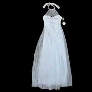NWT Bridal Women's Elegant Halter Mesh Panel Dress, wedding bride bridal Medium